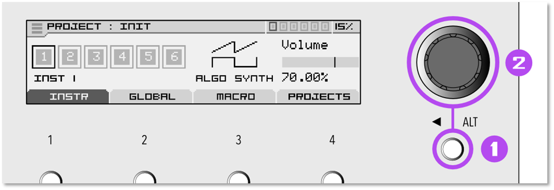 ALT + encoder = trigger C2